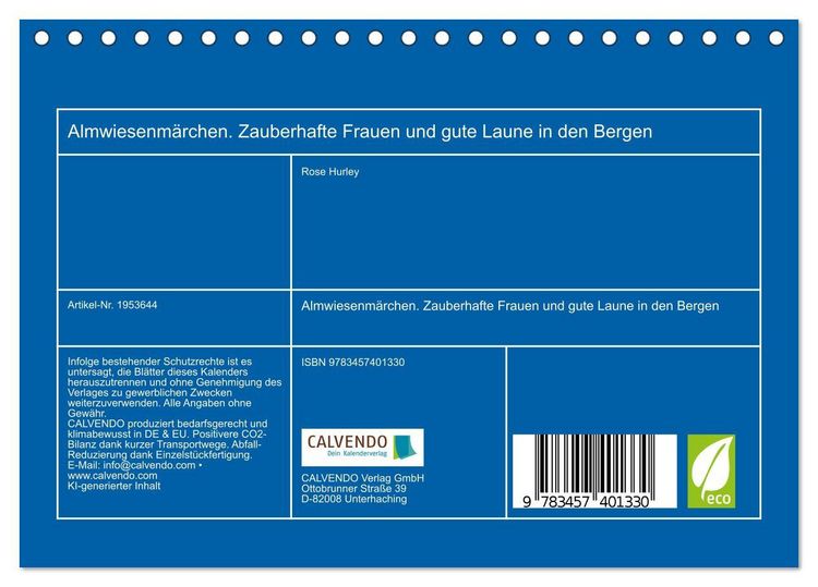 Produktbild: Almwiesenm&auml;rchen. Zauberhafte Frauen und gute Laune in den Bergen (Tischkalender 2026 DIN A5 quer), CALVENDO Monatskalender