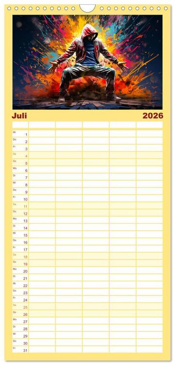 Produktbild: Familienplaner 2026 - Color Dance Art mit 5 Spalten (Wandkalender, 21 x 45 cm) CALVENDO