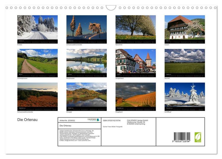 Produktbild: Die Ortenau (Wandkalender 2026 DIN A3 quer), CALVENDO Monatskalender