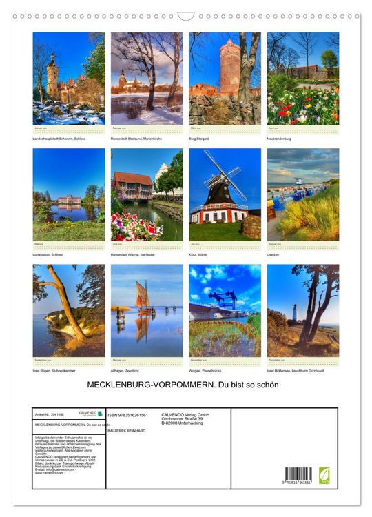 Produktbild: MECKLENBURG-VORPOMMERN. Du bist so sch&ouml;n (Wandkalender 2026 DIN A2 hoch), CALVENDO Monatskalender