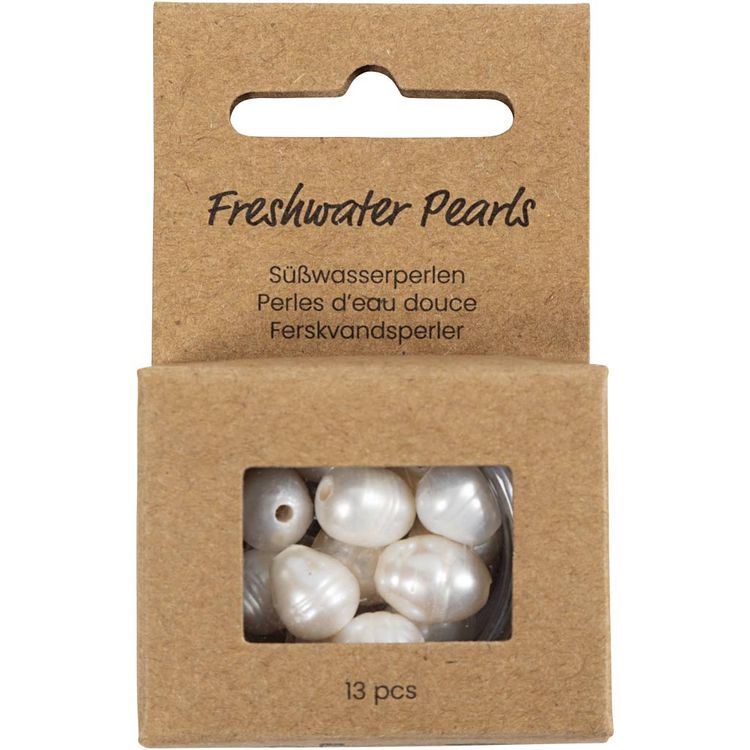 Produktbild: Creativ Company S&uuml;&szlig;wasserperlen, L&auml;ngs perforiert, D 9-11 mm, Lochgr&ouml;&szlig;e 2 mm, Perlmutt, 13 Stk