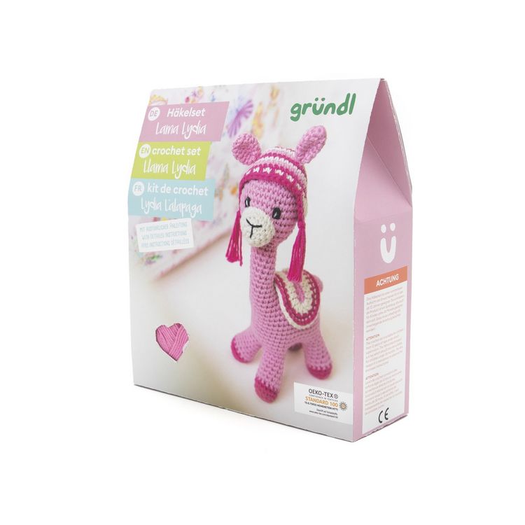 Produktbild: gr&uuml;ndl H&auml;keltier Lama Lydia, N&auml;hset, H&auml;kelset