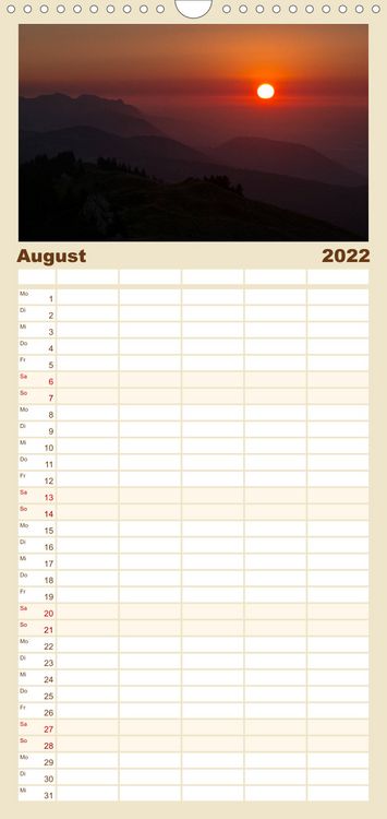 Produktbild: Familienplaner Goldene Stunde - Landschaftsbilder der Schweiz (Wandkalender 2022 , 21 cm x 45 cm, hoch)
