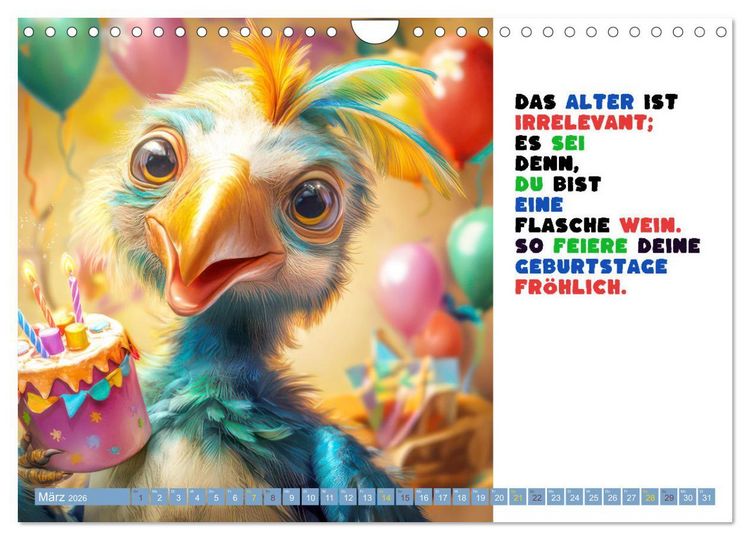 Produktbild: Vogelspr&uuml;che - Humor (Wandkalender 2026 DIN A4 quer), CALVENDO Monatskalender