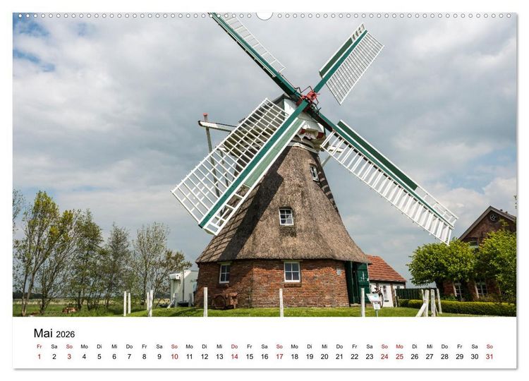 Produktbild: Ostfriesische M&uuml;hlenlandschaft (Wandkalender 2026 DIN A2 quer), CALVENDO Monatskalender