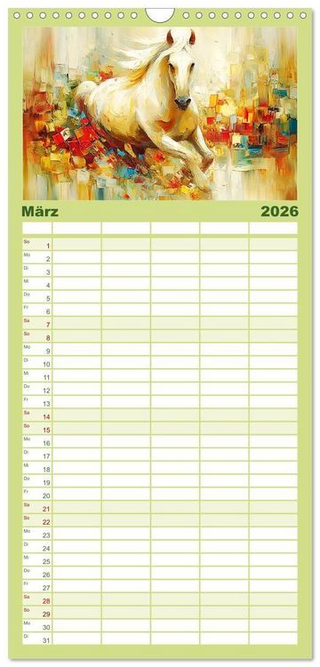 Produktbild: Familienplaner 2026 - Im Glanz der Pferde. Edle Sch&ouml;nheiten in moderner &Ouml;loptik mit 5 Spalten (Wandkalender, 21 x 45 cm) CALVENDO