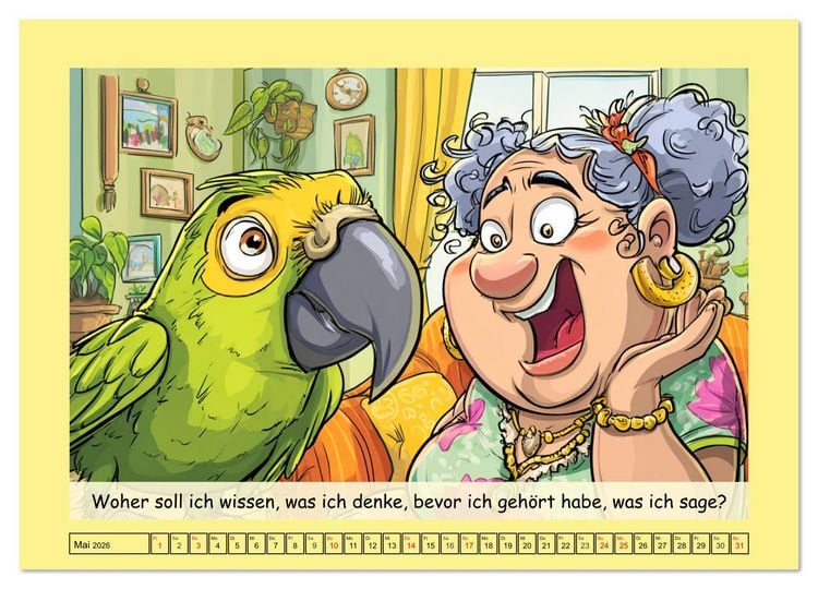 Produktbild: Witzige Cartoons und Spr&uuml;che. Das lustige Leben mit einem Vogel (hochwertiger Premium Wandkalender 2026 DIN A2 quer), Kunstdruck in Hochglanz
