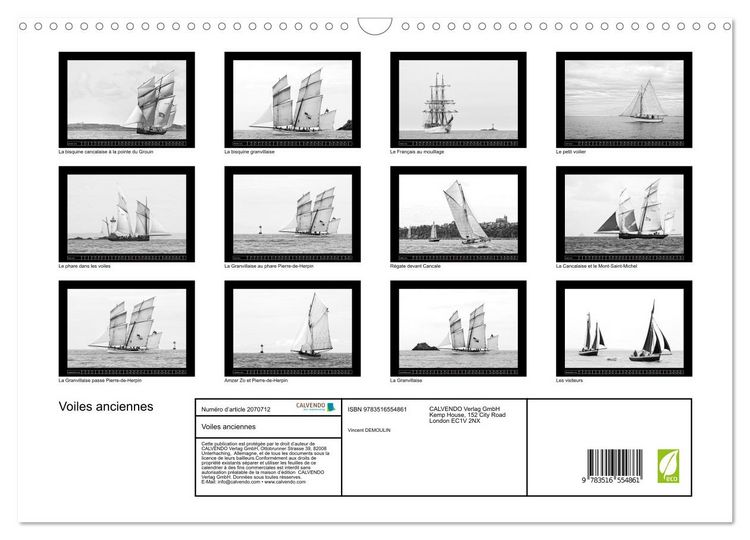 Produktbild: Voiles anciennes (Calendrier mural 2026 DIN A3 vertical), CALVENDO calendrier mensuel