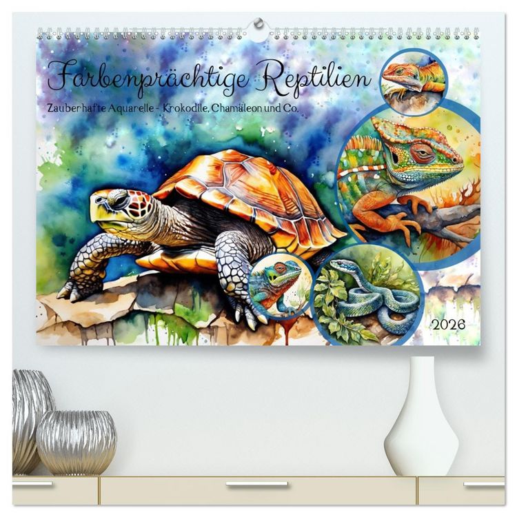 Produktbild: Farbenpr&auml;chtige Reptilien (hochwertiger Premium Wandkalender 2026 DIN A2 quer), Kunstdruck in Hochglanz