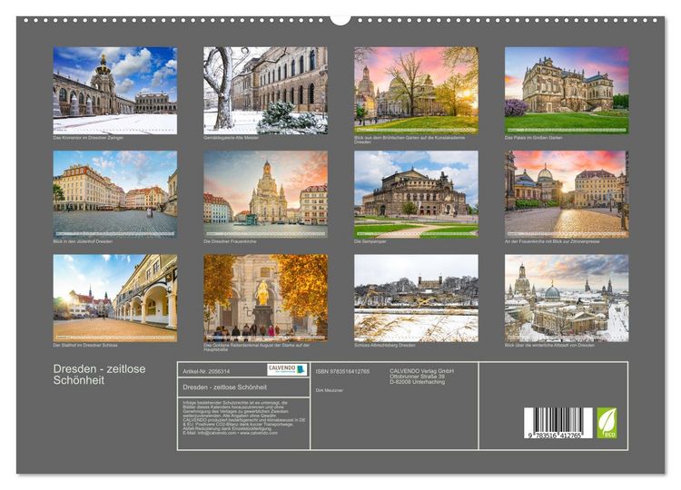 Produktbild: Dresden - zeitlose Sch&ouml;nheit (hochwertiger Premium Wandkalender 2026 DIN A2 quer), Kunstdruck in Hochglanz