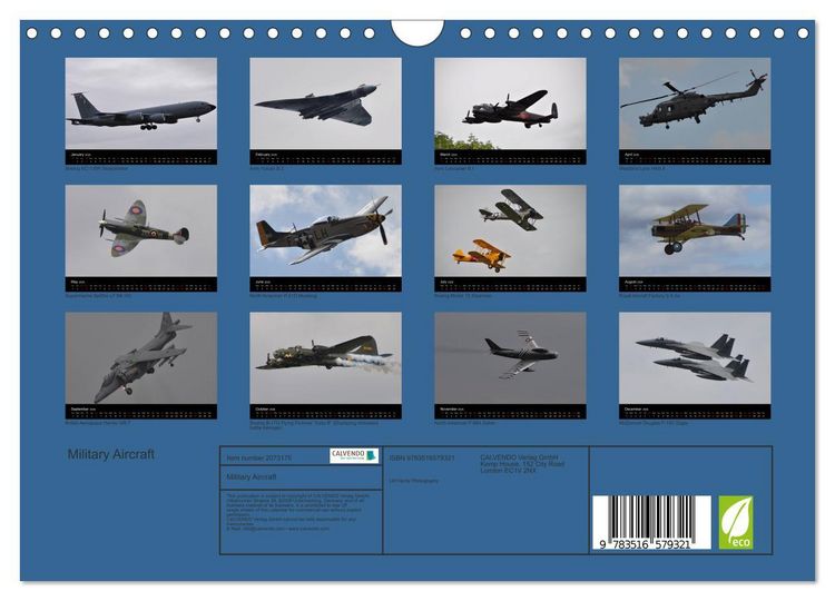 Produktbild: Military Aircraft (Wall Calendar 2026 DIN A4 landscape), CALVENDO 12 Month Wall Calendar