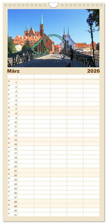 Produktbild: Familienplaner 2026 - Zauberhaftes Breslau mit 5 Spalten (Wandkalender, 21 x 45 cm) CALVENDO
