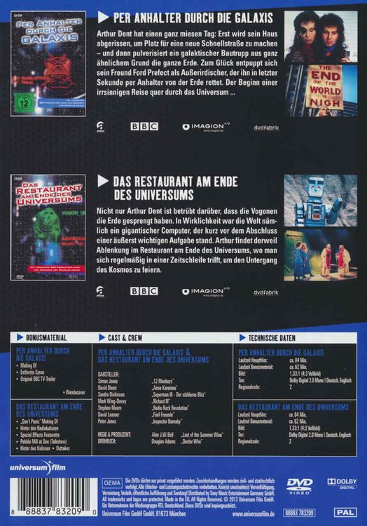 Produktbild: Per Anhalter durch die Galaxis/Das Restaurant am Ende des Universums [2 DVDs]