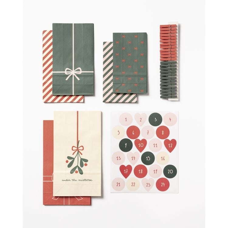 Produktbild: Folia Bastelset Adventskalender Bowtiful Christmas 72 Teile