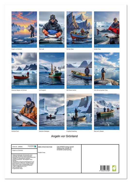Produktbild: Angeln vor Gr&ouml;nland (Wandkalender 2026 DIN A2 hoch), CALVENDO Monatskalender