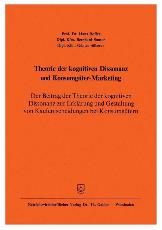 Produktbild: Theorie der kognitiven Dissonanz und Konsumg&uuml;ter-Marketing