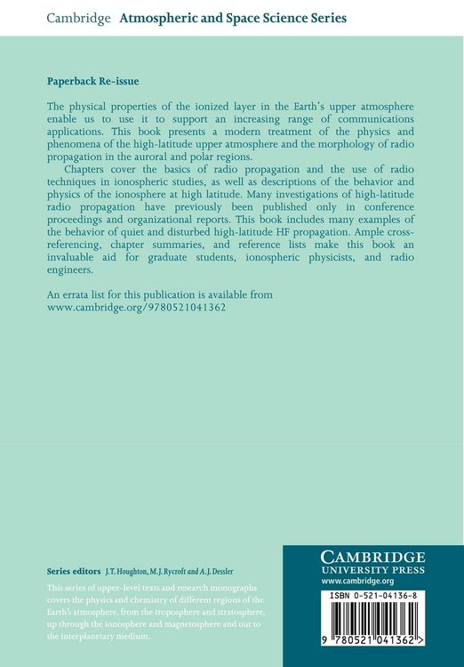 Produktbild: The High-Latitude Ionosphere and Its Effects on Radio Propagation