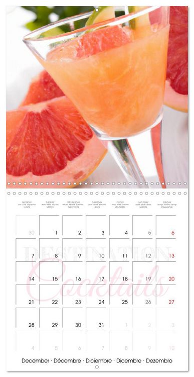 Produktbild: Destination cocktails (Calendrier mural carr&eacute; 2026 30x30 cm) Calendrier double avec une page pour vos prises de notes