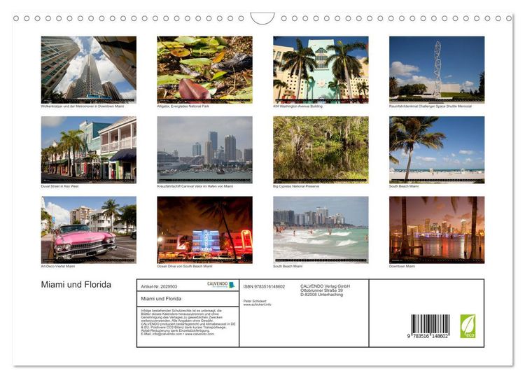 Produktbild: Miami und Florida (Wandkalender 2026 DIN A3 quer), CALVENDO Monatskalender