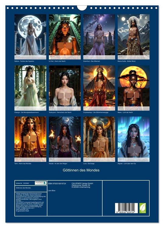 Produktbild: G&ouml;ttinnen des Mondes (Wandkalender 2027 DIN A3 hoch), CALVENDO Monatskalender