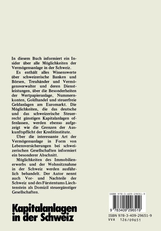 Produktbild: Kapitalanlagen in der Schweiz