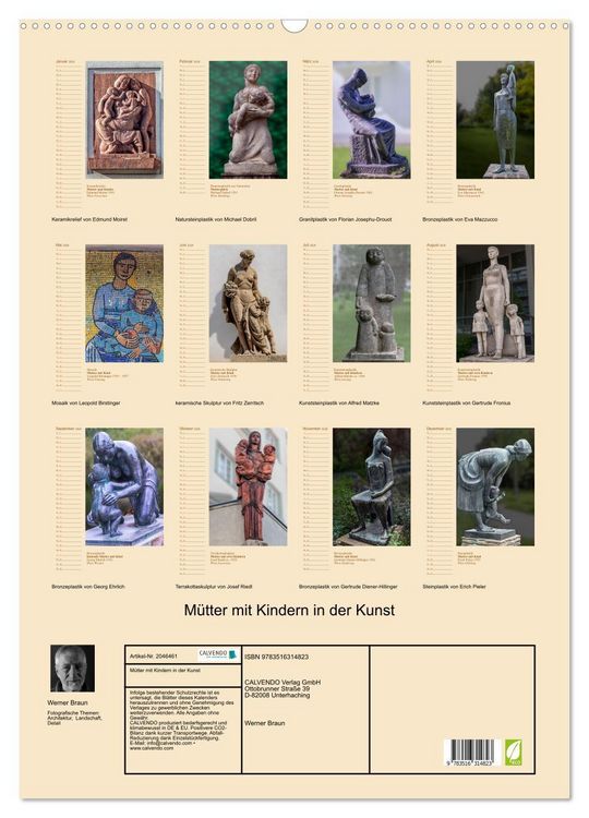 Produktbild: M&uuml;tter mit Kindern in der Kunst (Wandkalender 2026 DIN A2 hoch), CALVENDO Monatskalender