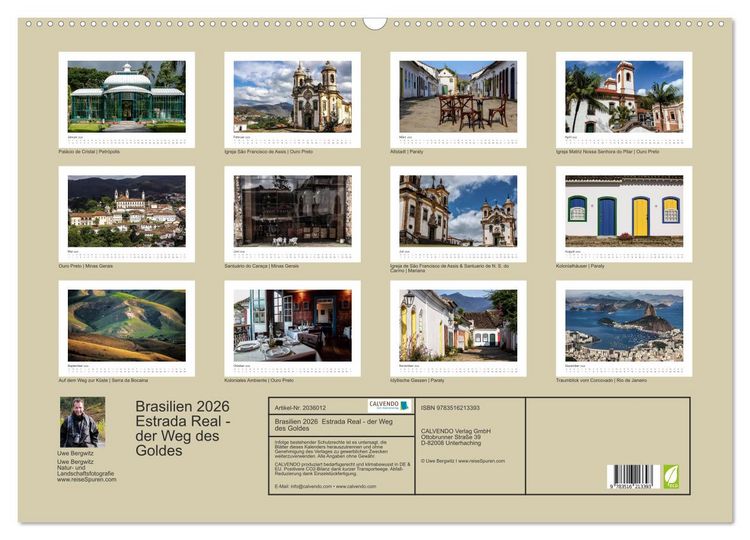 Produktbild: Brasilien 2026 Estrada Real - der Weg des Goldes (Wandkalender 2026 DIN A2 quer), CALVENDO Monatskalender