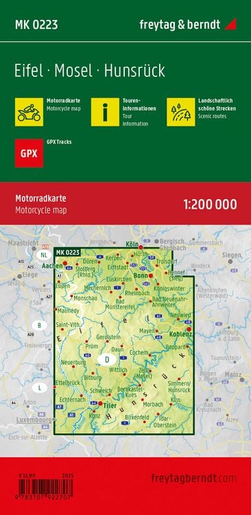 Produktbild: Freytag & berndt Motorradkarte Eifel - Mosel - Hunsr&uuml;ck 1:200.000