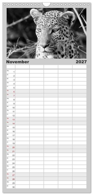 Produktbild: Familienplaner 2027 - Afrika Schwarz - Weiss mit 5 Spalten (Wandkalender, 21 x 45 cm) CALVENDO