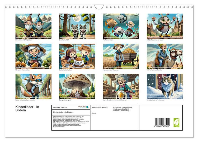 Produktbild: Kinderlieder - In Bildern (Wandkalender 2026 DIN A3 quer), CALVENDO Monatskalender