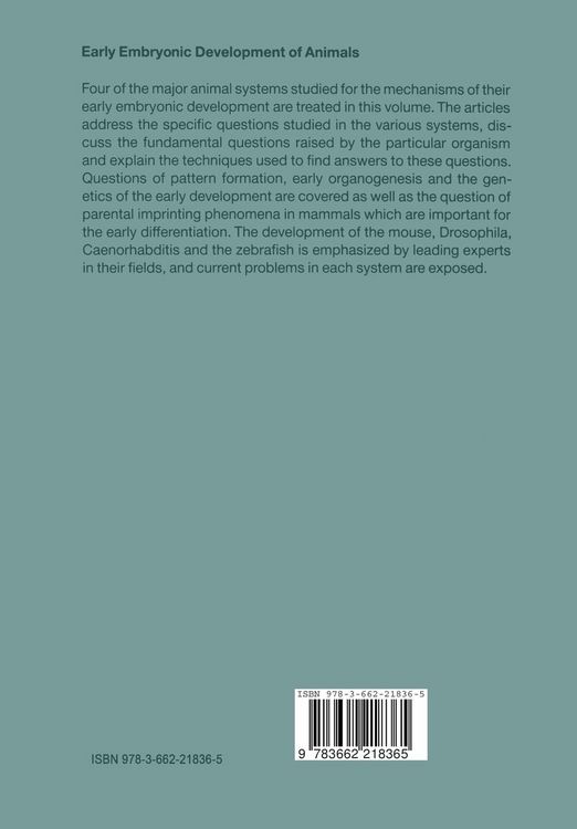 Produktbild: Early Embryonic Development of Animals