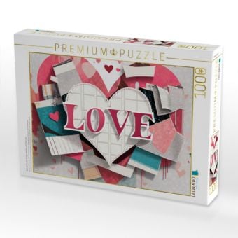 Produktbild: CALVENDO Puzzle Abstrakt buntes Design mit Herz und Text Love | 1000 Teile Lege-Gr&ouml;&szlig;e 64x48cm Foto-Puzzle f&uuml;r gl&uuml;ckliche Stunden