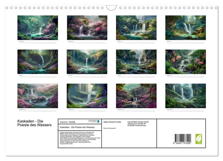 Produktbild: Kaskaden - Die Poesie des Wassers (Wandkalender 2026 DIN A3 quer), CALVENDO Monatskalender