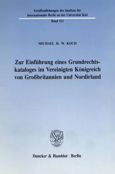 Produktbild: Zur Einf&uuml;hrung eines Grundrechtskataloges im Vereinigten K&ouml;nigreich von Gro&szlig;britannien und Nordirland.