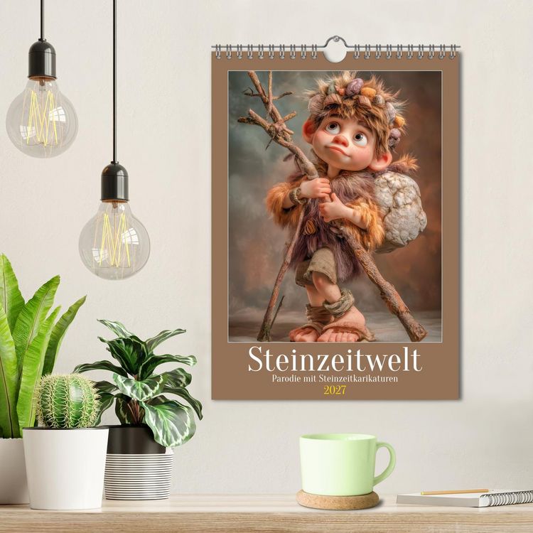 Produktbild: Steinzeitwelt - Parodie mit Steinzeitkarikaturen (Wandkalender 2027 DIN A4 hoch), CALVENDO Monatskalender