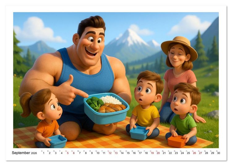 Produktbild: Meine Familie, Kraftsport und ich (Tischkalender 2026 DIN A5 quer), CALVENDO Monatskalender