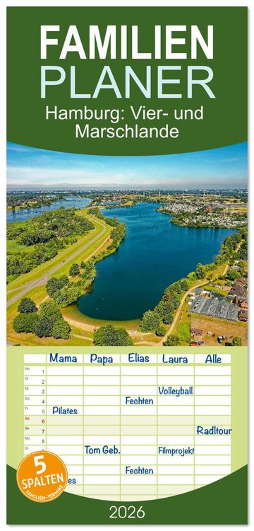 Produktbild: Familienplaner 2026 - Hamburg: Vier- und Marschlande mit 5 Spalten (Wandkalender, 21 x 45 cm) CALVENDO