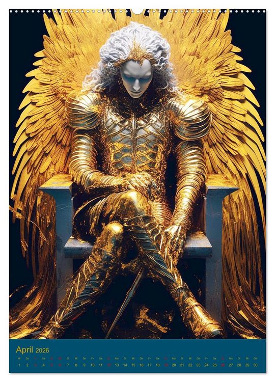 Produktbild: Engel. Goldverzierte Sch&ouml;nheiten in zeitloser Eleganz (hochwertiger Premium Wandkalender 2026 DIN A2 hoch), Kunstdruck in Hochglanz