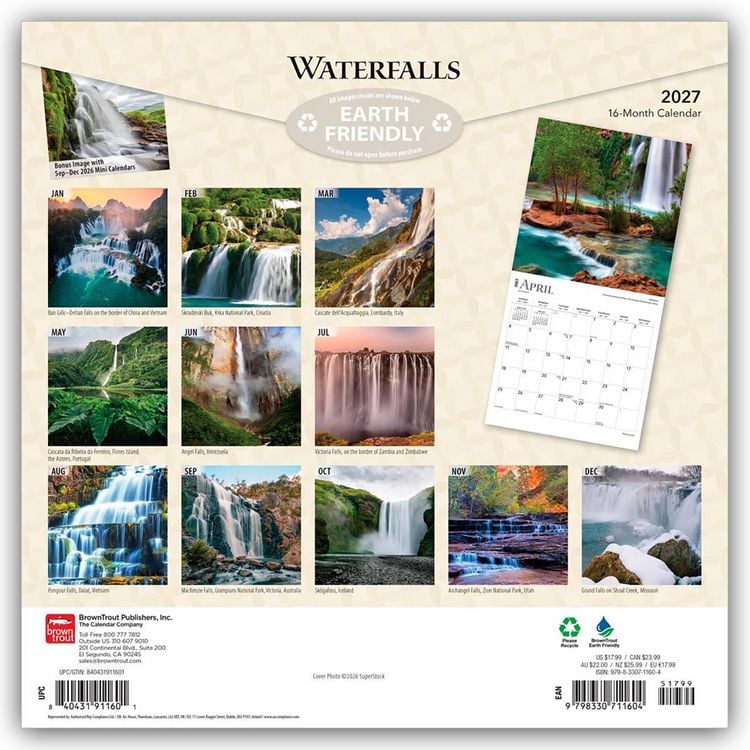 Produktbild: Waterfalls &ndash; Wasserf&auml;lle 2027 &ndash; 16-Monatskalender