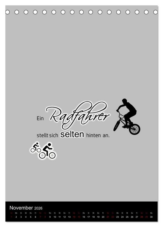 Produktbild: Markante, freche Spr&uuml;che rund ums Radfahren (Tischkalender 2026 DIN A5 hoch), CALVENDO Monatskalender