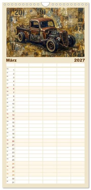 Produktbild: Familienplaner 2027 - Patina und PS mit 5 Spalten (Wandkalender, 21 x 45 cm) CALVENDO