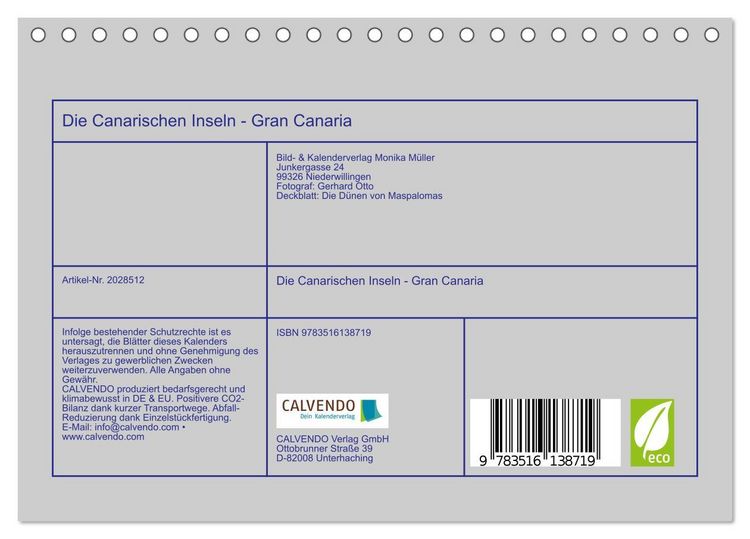 Produktbild: Die Canarischen Inseln - Gran Canaria (Tischkalender 2026 DIN A5 quer), CALVENDO Monatskalender