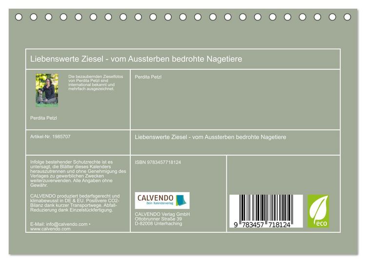Produktbild: Liebenswerte Ziesel - vom Aussterben bedrohte Nagetiere (Tischkalender 2026 DIN A5 quer), CALVENDO Monatskalender