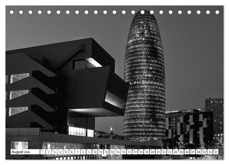Produktbild: Barcelona Schwarz / Wei&szlig; Impressionen (Tischkalender 2026 DIN A5 quer), CALVENDO Monatskalender
