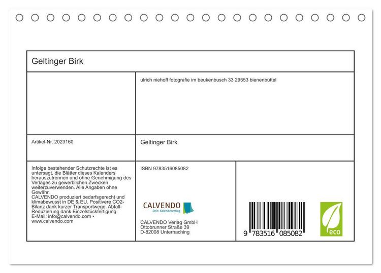 Produktbild: Geltinger Birk (Tischkalender 2026 DIN A5 quer), CALVENDO Monatskalender