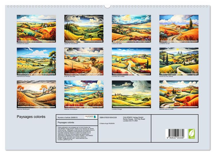 Produktbild: Paysages color&eacute;s (Calendrier mural 2026 DIN A2 vertical) calendrier de bureau