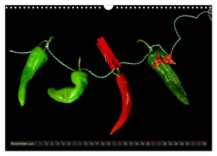 Produktbild: Scharfe Chili Fantasien - Creative Food Design (Wandkalender 2026 DIN A3 quer), CALVENDO Monatskalender