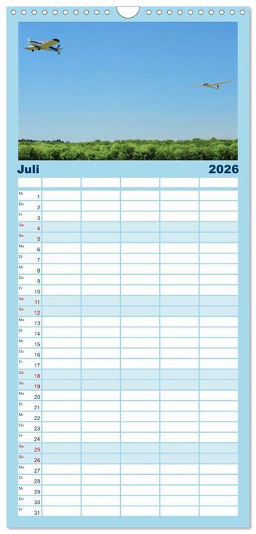 Produktbild: Familienplaner 2026 - Meister in der Schwebe: Segelflugzeuge mit 5 Spalten (Wandkalender, 21 x 45 cm) CALVENDO