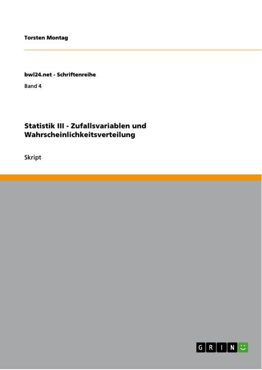 Produktbild: Statistik III - Zufallsvariablen und Wahrscheinlichkeitsverteilung