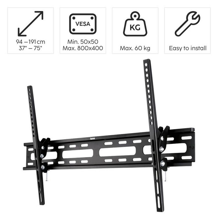 Produktbild: Hama 00220816 TV-Wandhalterung 94,0cm (37\") - 190,5cm (75\") Neigbar Integrierte Wasserwaage